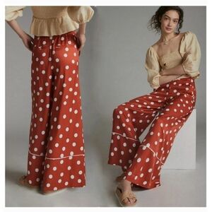 Anthropologie Maeve Callan Polka Dot Wide-Leg Trousers Size 6